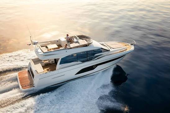 Modern yacht cruising on the water